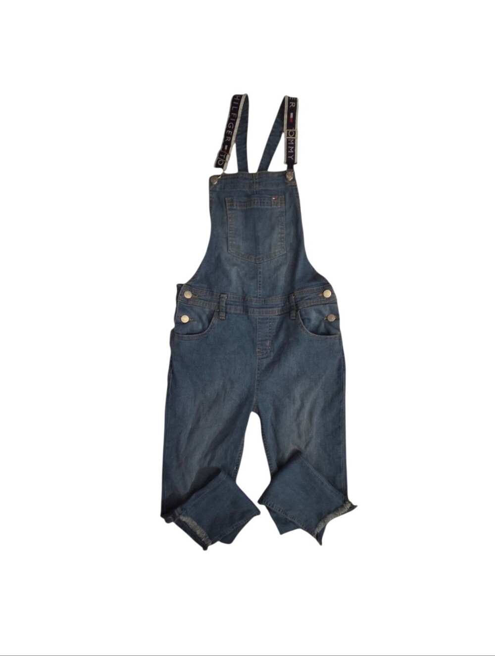 Tommy Hilfiger Kids' Blue Denim Overalls with Logo Straps Size 14